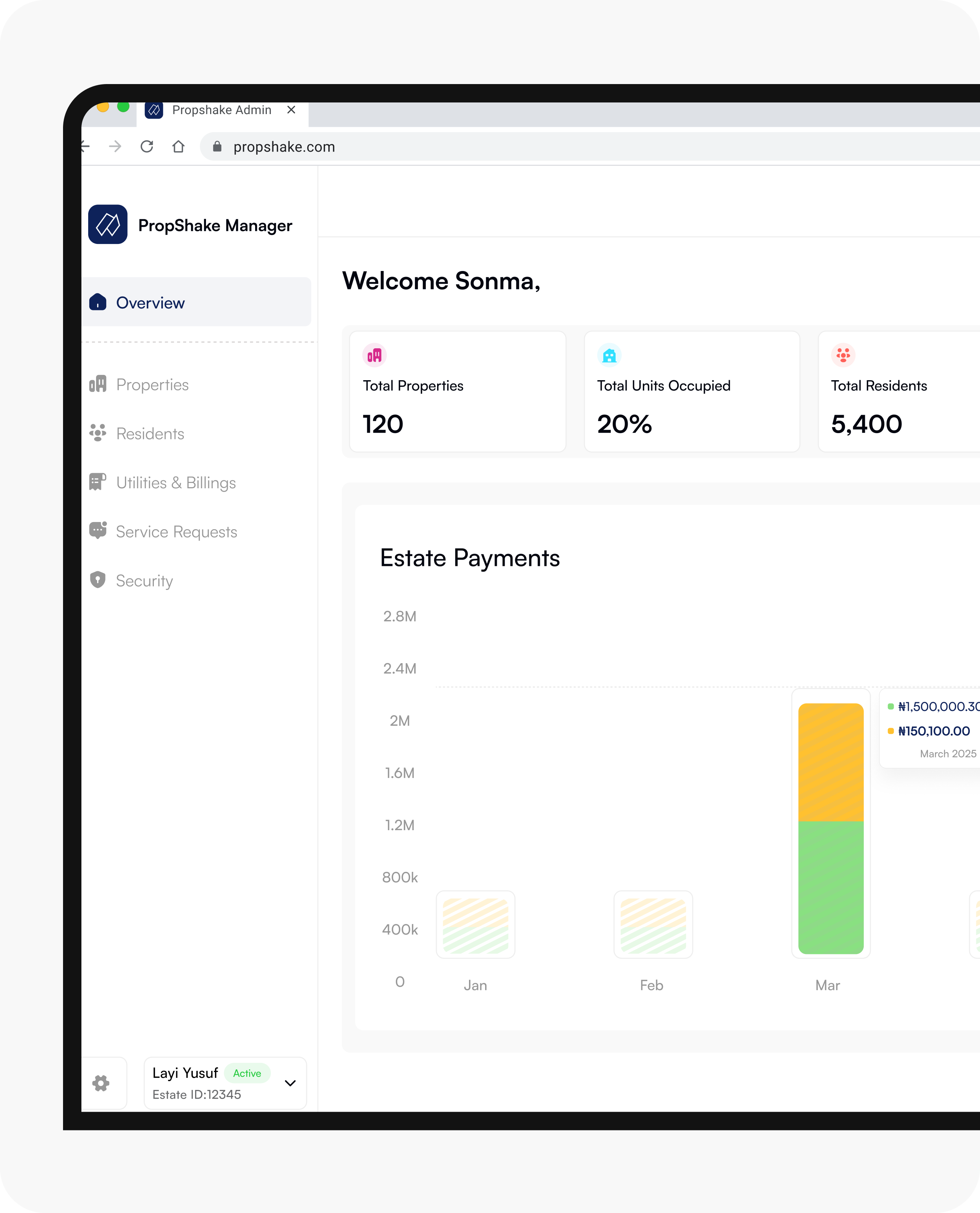 PropShake manager dashboard
